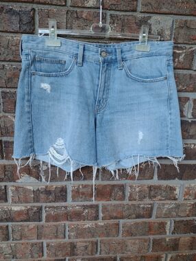 Lucky Brand Boyfriend Shorts Women's 10/30 Blue Distressed Denim Cutoff Summer